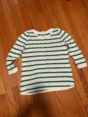Striped Green & White Knit Sweater 41 hawthorn large